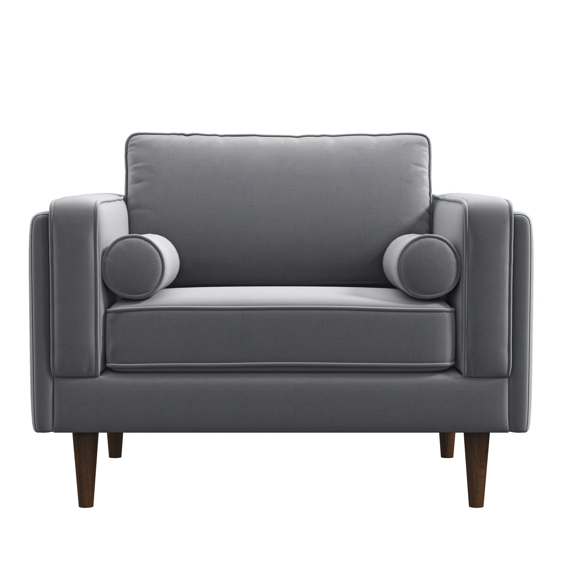 Amber - Velvet Lounge Chair - Brown / Gray - Image 13