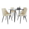Clara Giovani - 5 Piece Contemporary Dining Set - Black / Clear / Cream - Image 2
