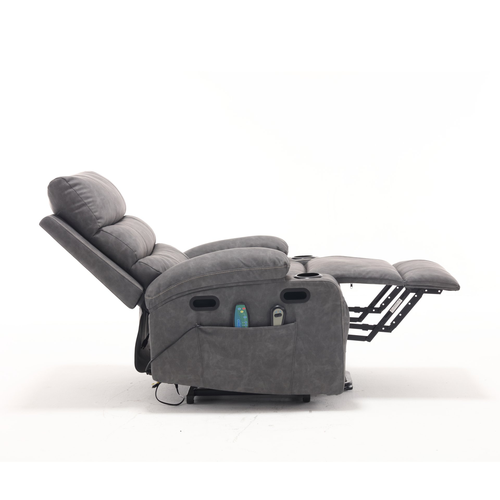 Cozy Electric Power Lift Recliner Chair Sofa For Elderly With Vibration Massage And Lumbar Heat - Gray - Image 13