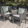 Outdoor Rattan Dining Chair With Straight Legs And Sloped Arms (Set of 2) - Gray / Silver - Image 2
