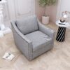 360 Degree Swivel Armchair Cotton Linen Skin - Friendly Fabric Ergonomic Design Brass Nail Decorative Armchair Living Room Chairs Bedroom Chairs Living Room Chairs Black Legs Suitable For Indoor Homes - Gray - Image 3