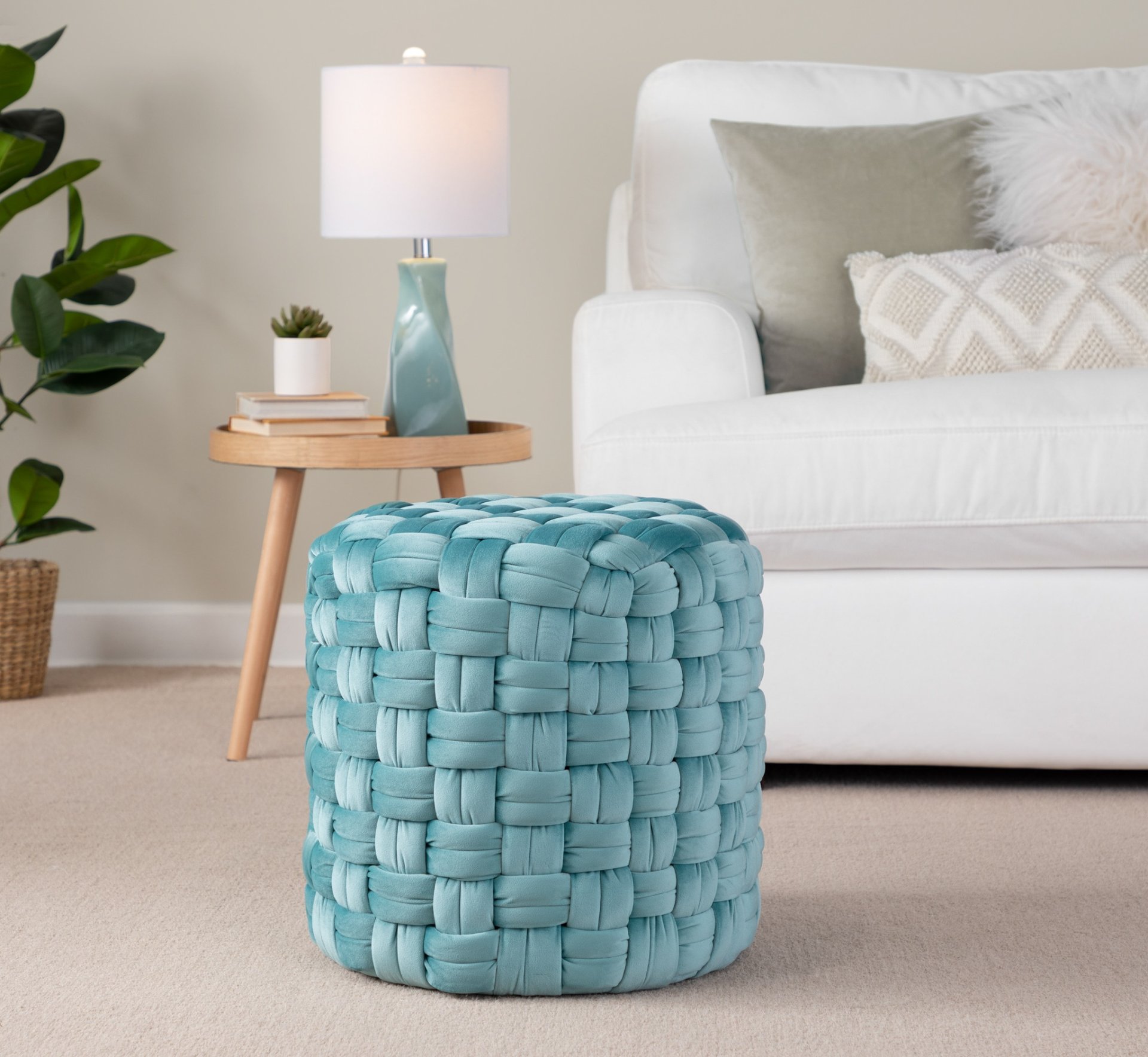 Braided - Round Ottoman - Ice Blue - Image 4