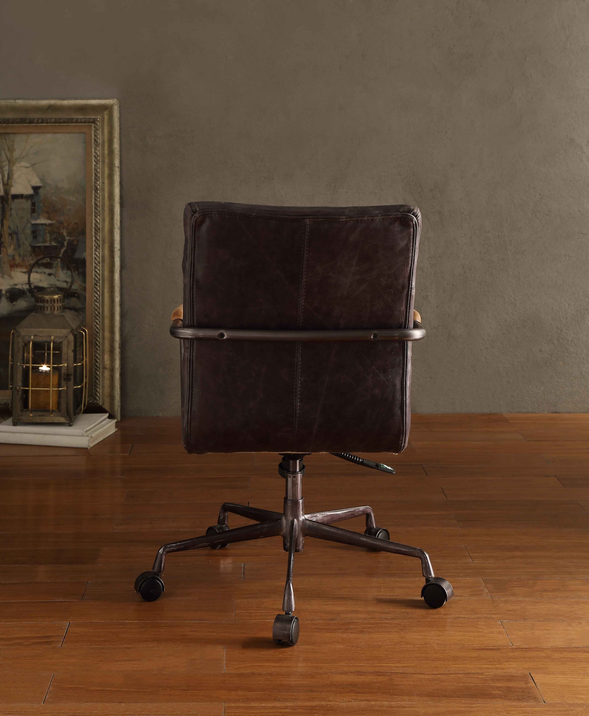 Harith - Antique Top Grain Leather Office Chair - Slate - Image 5