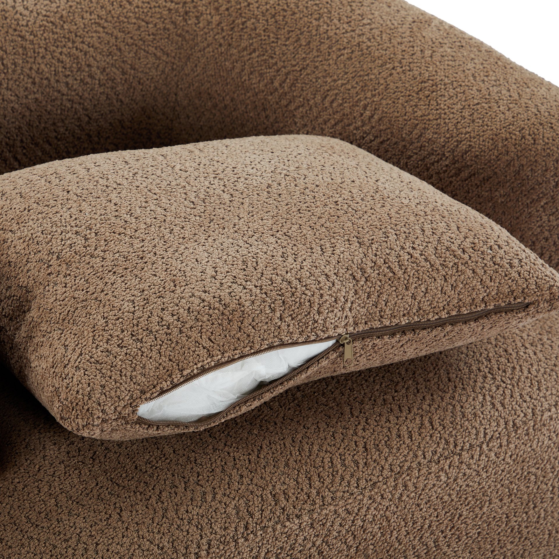 Chenille Upholstered 360° Swivel Chair With Throw Pillow, Accent Chair Sofa For Living Room And Office - Dark Brown - Image 22