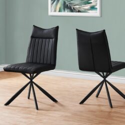 Dining Chair, Side, Upholstered For Dining Room, Contemporary And Modern (Set of 2) - Black