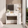40.95" Newly Designed Smart Mirror Dressing Table With Drawers And Storage Cabinet, Dressing Table With Dressing Pad For Bedroom, Dressing Room - White - Image 14