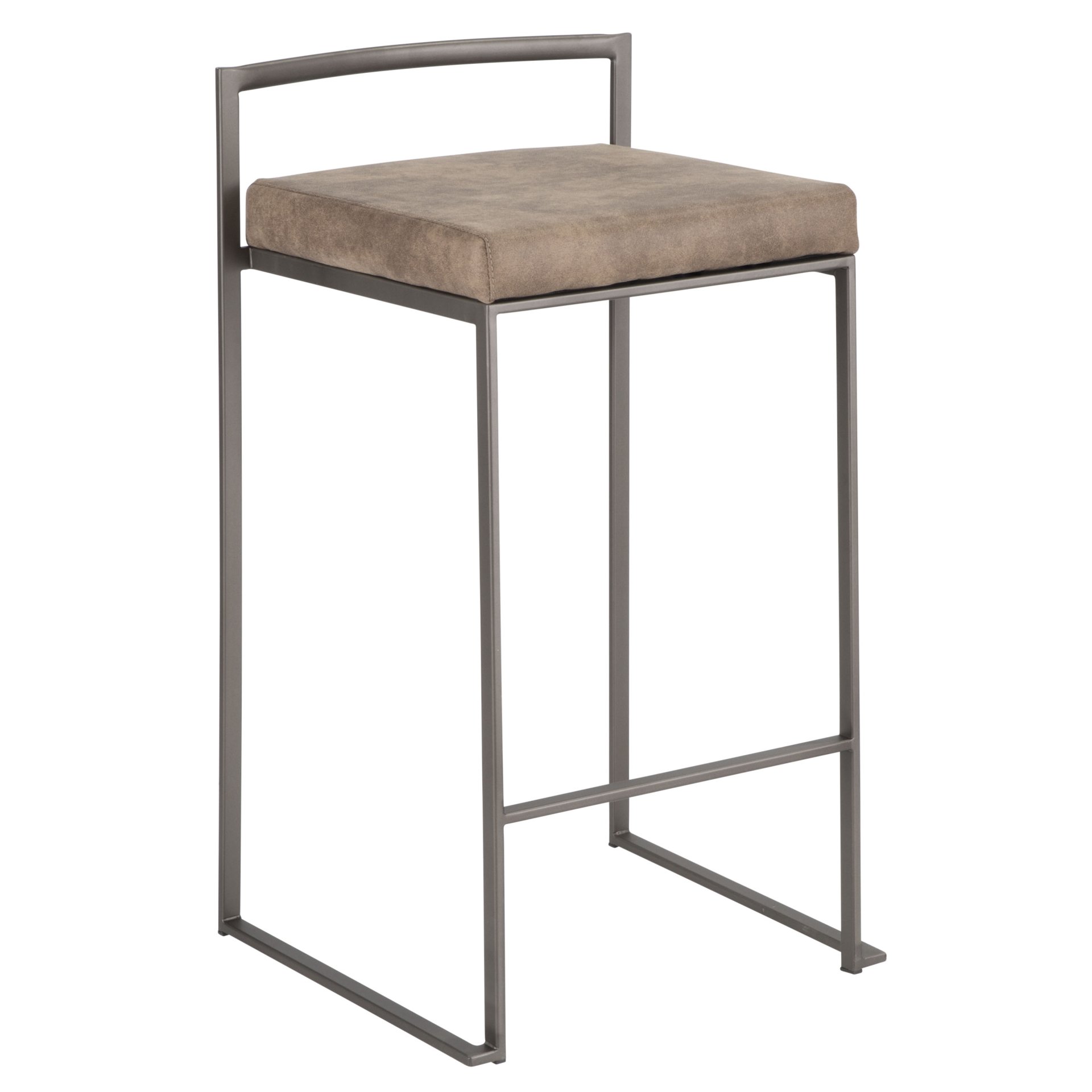 Fuji - Industrial Stackable Counter Stool (Set of 2) - Brown - Image 2