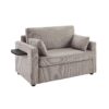 Twin Size Sofa Bed Sleeper Sofa Loveseat With Foldable Mattress, Side Table, Storage Pocket & USB Ports - Gray Brown - Image 8