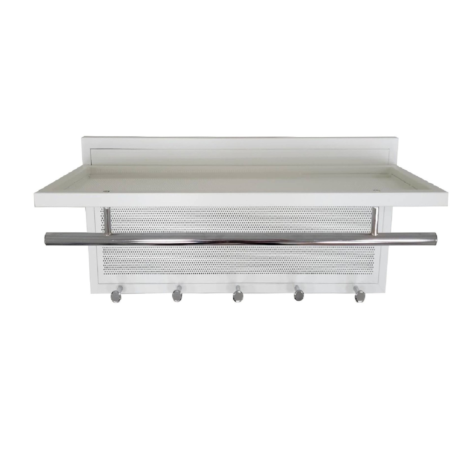 Esyspot - Metal Powder Coating Hook Wall Mounted With Shelf - White - Image 5