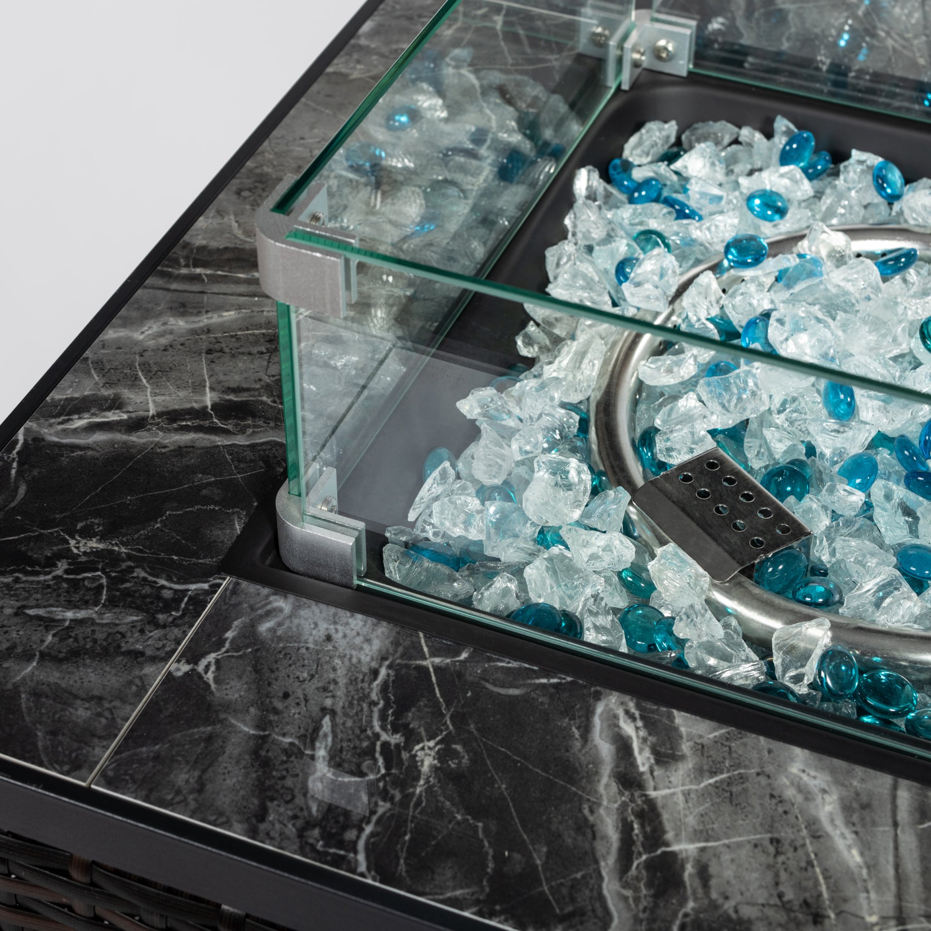 Propane Gas Fire Pit Table, 50000 Btu Square Fire Pit, Tile Tabletop With Beautiful Wicker Base For Outside Patio Deck Garden Courtyard - Espresso - Image 10