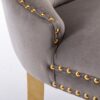 Nikki - Modern, High-End Tufted Solid Wood Contemporary Velvet Upholstered Dining Chair With Golden Stainless Steel Plating Legs, Nailhead Trim (Set of 2) - Gray / Gold - Image 11