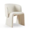 Modern Accent Chair White Single Sofa Chair, Upholstered Side Chair Teddy Comfy Chair For Dining Room / Bedroom / Living Room / Reception 1 Piece - Off White - Image 4