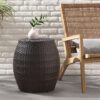 Outdoor Wicker Patio Side Table - Brown Multi - Image 4