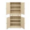 4 Door Storage Cabinet With 1 Drawer And 4 Adjustable Inner Shelves - Natural - Image 13