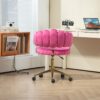 Velvet Home Office Desk Chair, Modern Cute Computer Chair, Wheels Swivel Height Adjustable Task Chair - Rose Red - Image 11