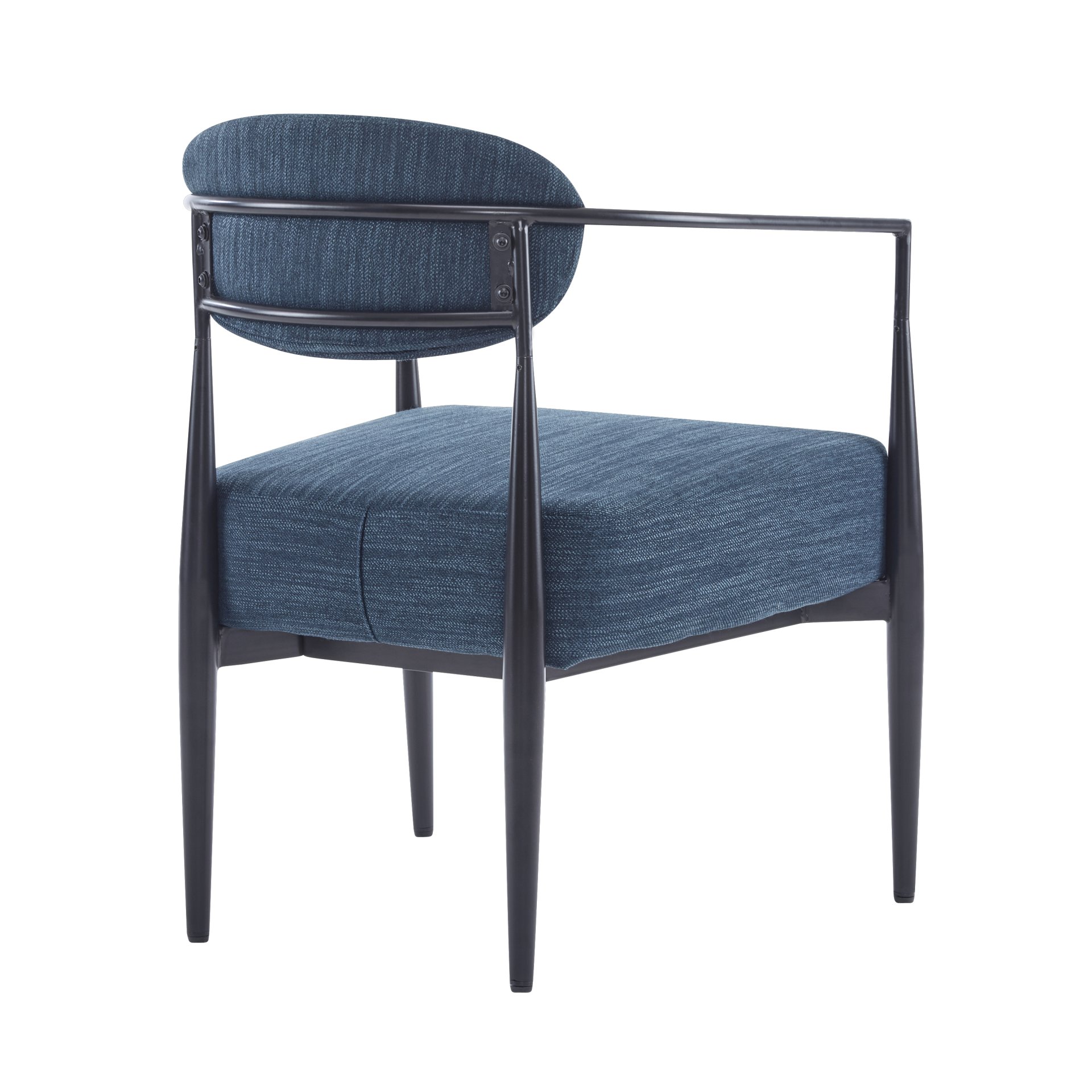 Mid Century Modern Upholstered Accent Armchair With Pocket Spring Seat - Black / Navy Blue - Image 6
