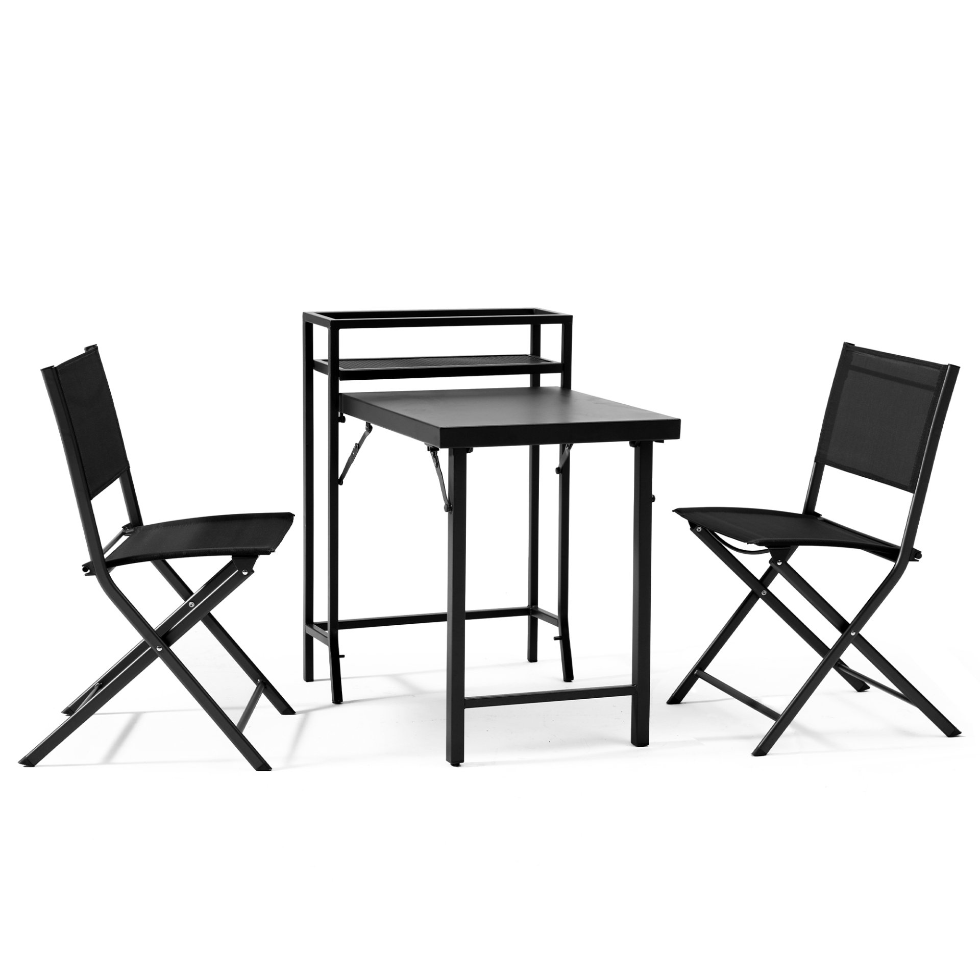 3 Piece Patio Bistro Set, Patio Set Of Foldable Patio Table And Chairs, Outdoor Patio Furniture Sets - Black - Image 9
