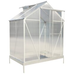 Polycarbonate Greenhouse, Heavy Duty Outdoor Aluminum Walk-In Green House Kit With Rain Gutter, Vent And Door For Backyard Garden - Aluminium