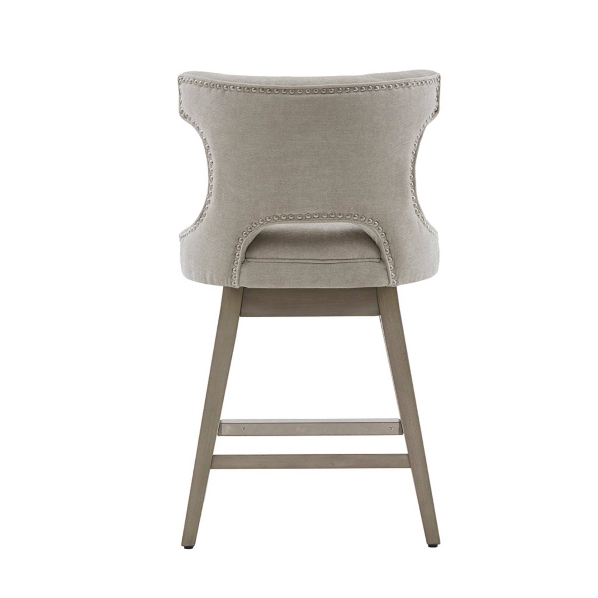 Swivel Counter Stool With Silver Detailing - Light Gray - Image 5