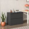 Modern 2 Drawer Steel Lateral File Cabinet With Lock For Legal / Letter / A4 / F4 Size - Black - Image 2