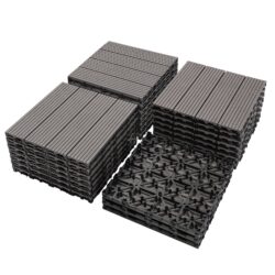 Wood Plastic Composite Deck Tiles (Set of 20), Sustainable Composite Decking Resist Rust, Water, Weather, Easy To Diy & Maintain, Ideal For Patios, Balconies, Rooftops - Light Gray