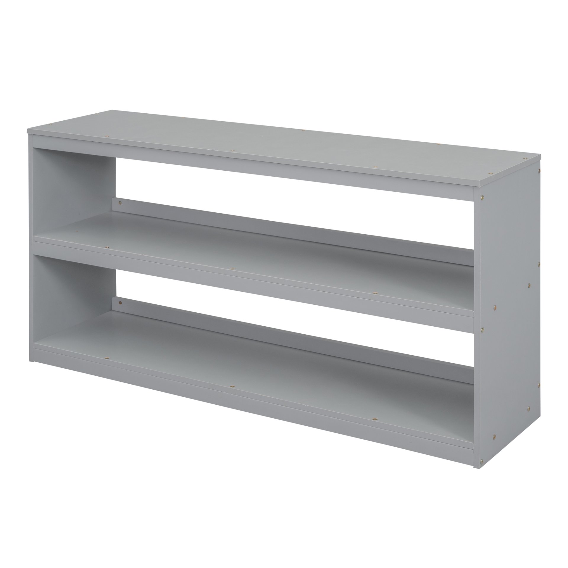 Full Size Loft Bed With Retractable Writing Desk And 3 Drawers With Storage Stairs And Shelves - Gray - Image 18