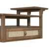Modern Coffee Table, Coffee Table With 1 Storage Shelf, 2 Tabletops And 1 Rattan Drawer For Living Room - Dark Brown - Image 7