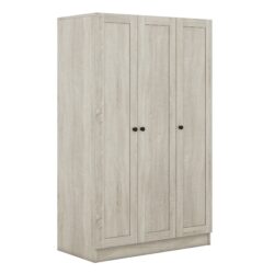 3 Door Shutter Wardrobe With Shelves - Gray