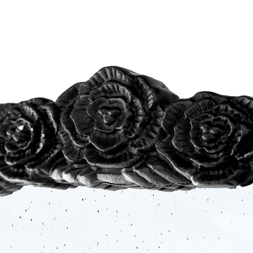 Hand Carved Rose Antique Mirror Frame, Large Arch Mirror Wall Decor For Living Room, Bathroom, Entryway - Black - Image 7