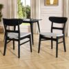 Dining Chair (Set of 2), Mid Century Dining Chairs With Cushioned Seats And Wood Frame - Light Gray / Black - Image 4