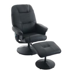 Massage Recliner Chair With Ottoman 360° Swivel Reclining Chair With Wrapped Base 5 Point Vibration Massage Seat Heating And 140° Adjustable Backrest - Black