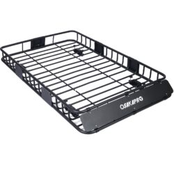 Rooftop Cargo Carrier Basket Universal Fit 64" Steel With Wind Fairing - Black