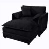 Oversized Recliner Chair With Movable Ottoman, Soft Chenille Upholstered Indoor Lounge Chair - Black - Image 13