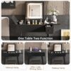 Makeup Vanity Desk With Flip Top Mirror And LED Light, Dressing Table With Charging Station, 2 Drawers And Fold Up Panel, Vanity Set With Cushioned Stool For Bedroom - Black - Image 8