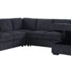 Nyhan - Upholstered Corner Sectional With Pull Out Loveseat And Storaged Chaise - Dark Gray - Image 4