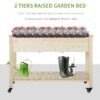Outsunny - Raised Garden Bed, 47" x 22" x 33", Elevated Wooden Planter Box With Lockable Wheels, Storage Shelf, And Bed Liner For Backyard, Patio - Natural - Image 8