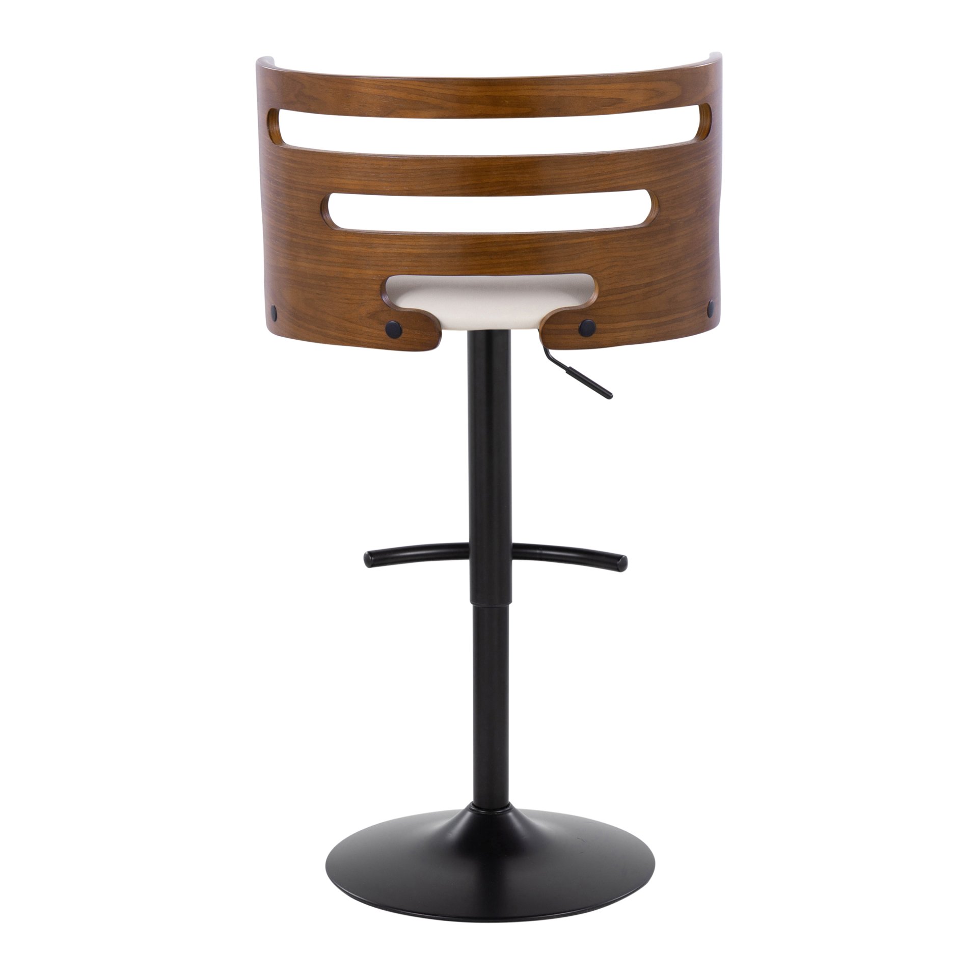 Cosi - Mid-Century Modern Adjustable Barstool With Swivel With Rounded T Footrest (Set of 2) - Black / Walnut / Cream - Image 5