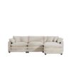 Classic & Modern Sectional Sofa With Ottoman Light Corduroy Upholstered 3 Seat Couch For Living Room - Beige - Image 13