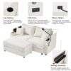 Modern Style Loveseat Sofa Sectional Sofa Couch With Storage Space, A Movable Ottoman, Two USB Ports, Two Cup Holders, A Phone Holder For Living Room - Beige - Image 6