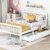 Full Size Platform Bed With Guardrails On Both Sides And 2 Storage Drawers - White - Image 9