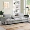 Sectional With Bluetooth Speaker Comfy Cloud Couch Set With Drop Down Table Cup Holders, USB Charger Storage Armrest Wide Seat Sofa - Gray - Image 14
