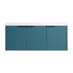 Contemporary Wall Mounted Bathroom Vanity With Resin Double Sink - Lake Blue