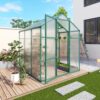 Newly Marketed Gain Height Windproof Aluminum Greenhouse 6 X 6 Ft Polycarbonate Greenhouse Raised Base And Anchor Aluminum Heavy Duty Walk - In Greenhouses For Outdoor Backyard In All Season - Green - Image 2