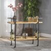 Modern Industrial Bar Cart With Shelving And Casters - Natural - Image 6