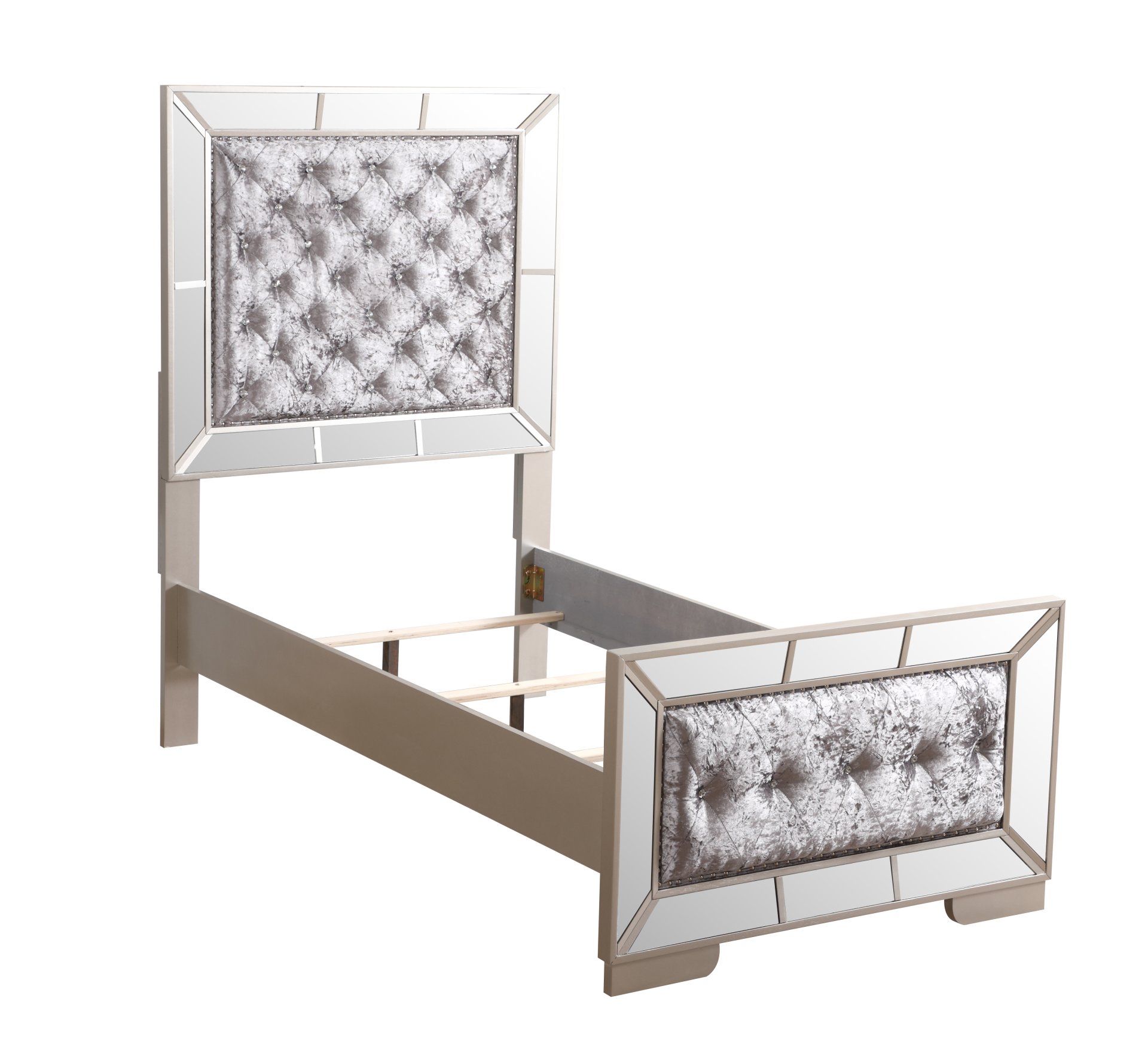 Twin Bed Modern Design - Silver Champagne - Image 3