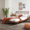 Mid-Century Modern Solid Wood Queen Platform Bed Frame With Spindle Headboard - Walnut - Image 5