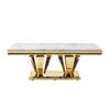 Modern Rectangular Coffee Table With Marble Pattern Top, Stainless Steel Base - Gold - Image 7
