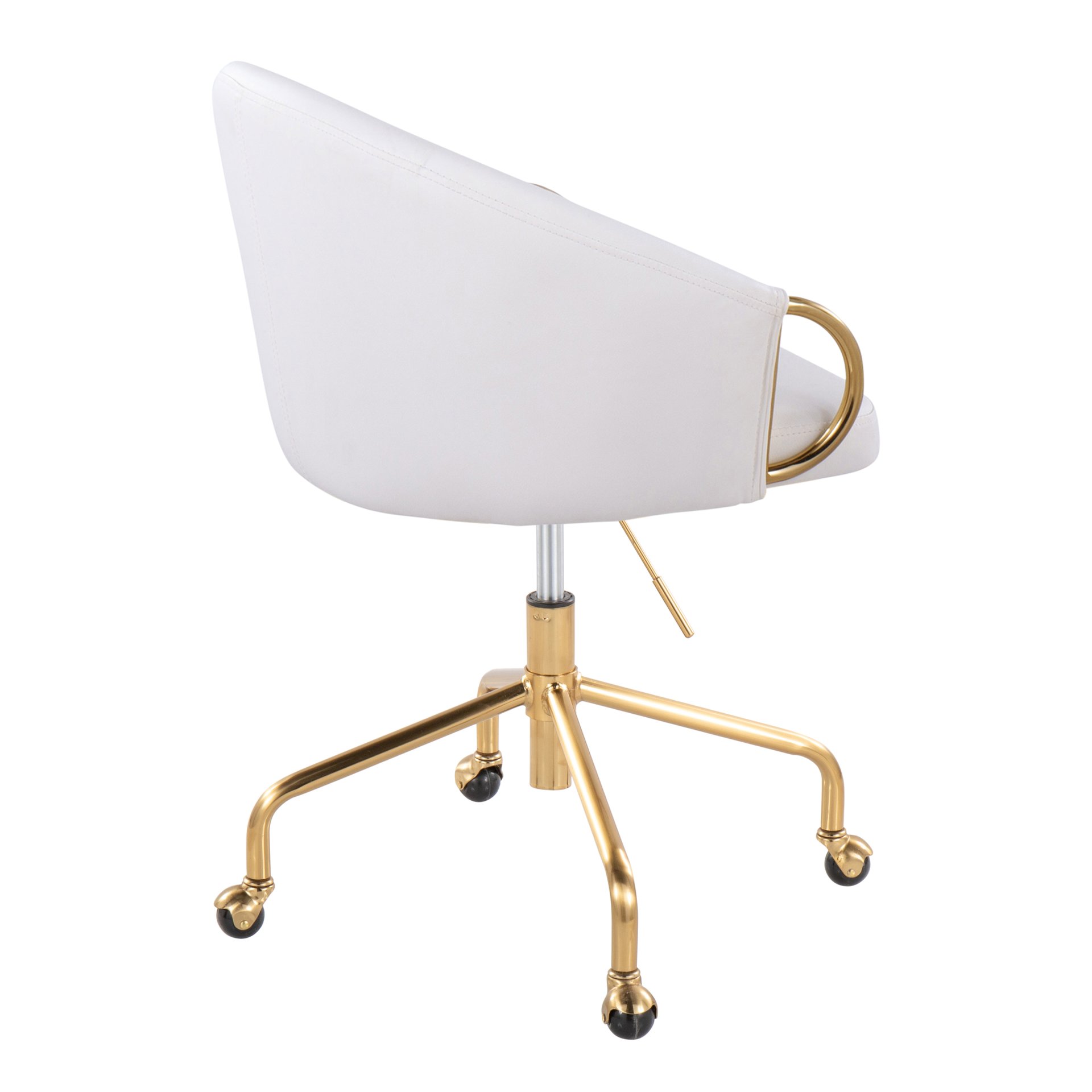 Claire - Contemporary / Glam Task Chair - Gold / White - Image 3