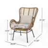 Outdoor Rattan Accent Chair With Metal Legs - Brown - Image 3