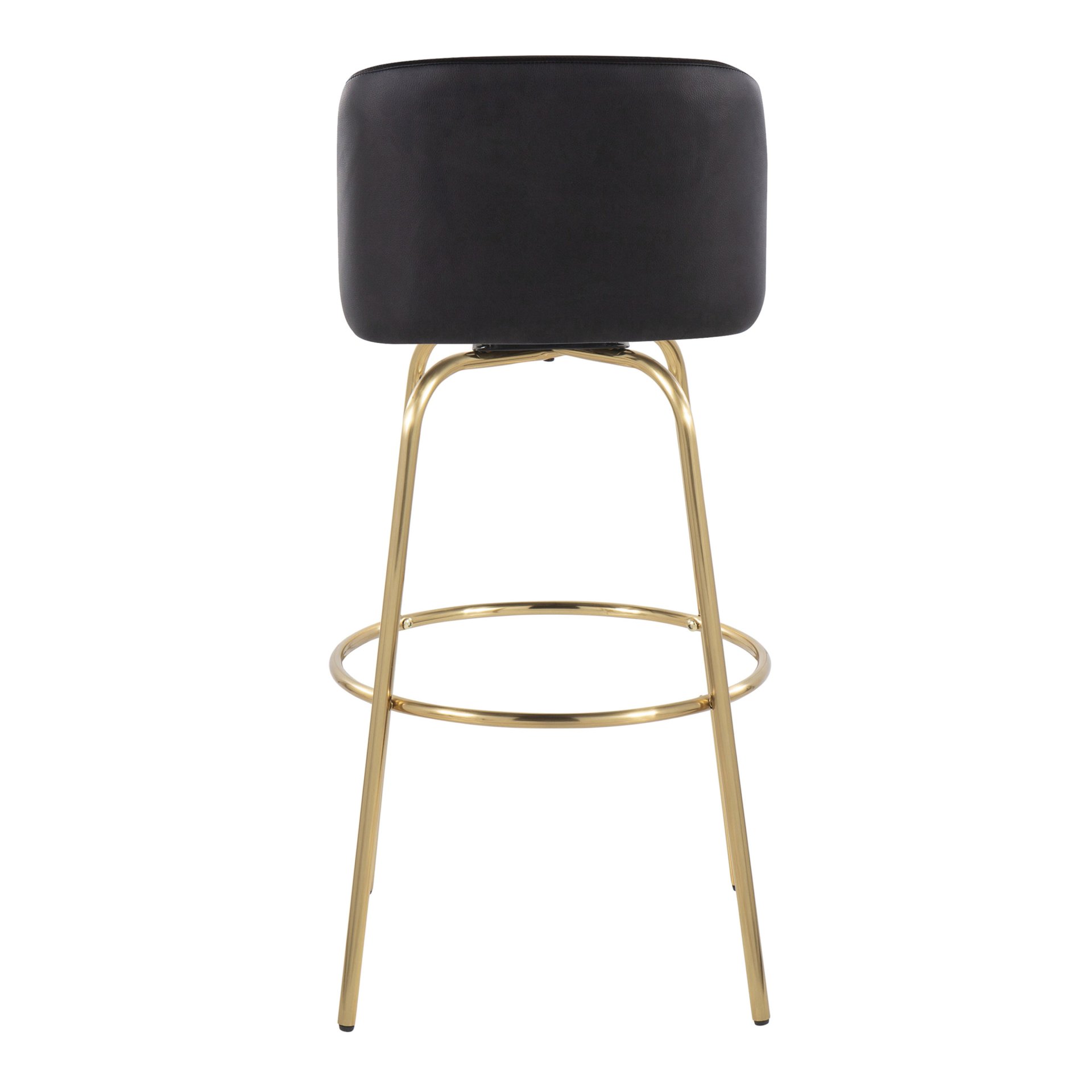 Toriano - Contemporary Fixed Height Barstool With Swivel With Round Footrest (Set of 2) - Black / Gold - Image 5